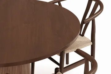 Noira Matgrupp 120 cm Massiv Valnöt Rund med 4 Dastoori Matstol - 2220070-4,2098428-1 - Brun / Beige / Valnöt - Products - Möbler - Bord & matgrupp - Matgrupp