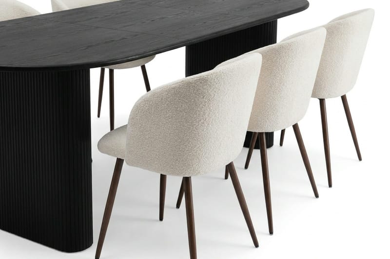 Noira Matgrupp förlängningsbart 160-220 cm Svart med 6 Greya Matstolar - Svart - Products - Möbler - Bord & matgrupp - Matgrupp