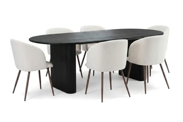Noira Matgrupp förlängningsbart 160-220 cm Svart med 6 Greya Matstolar - Svart - Products - Möbler - Bord & matgrupp - Matgrupp