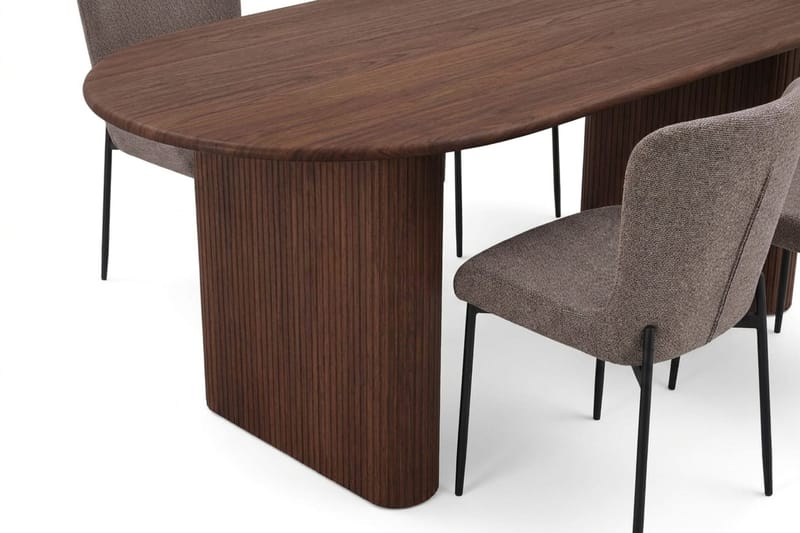 Noira Matgrupp rektangulärt 180 cm Valnöt med 6 Elsie Matstolar - Valnöt/Grå - Products - Möbler - Bord & matgrupp - Matgrupp