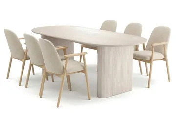 Noira Matgrupp rektangulärt 220 cm Vitlaserad med 6 Reciclar Matstolar - Vitlaserad - Products - Möbler - Bord & matgrupp - Matgrupp