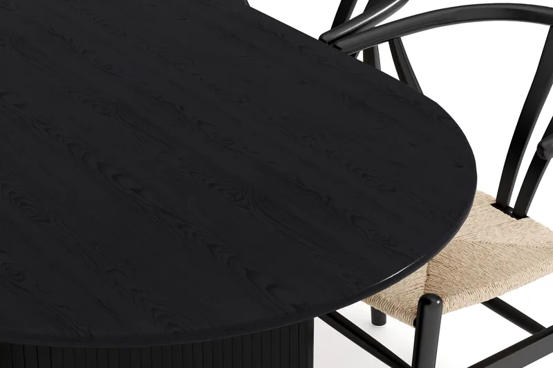 Noira Oval matgrupp 220 cm i trä med 6 stolar - svart - Products - Möbler - Bord & matgrupp - Matgrupp