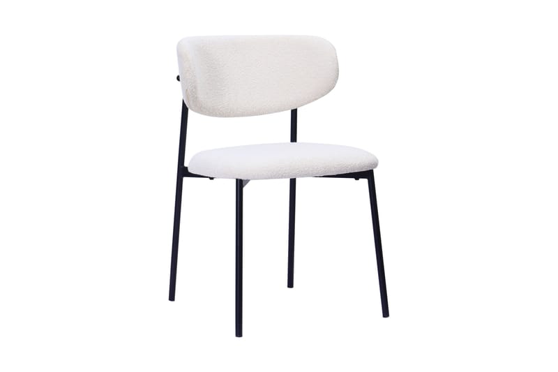 Noira Runt Litet Matbord Massiv Valnöt 120 cm med 4 Lucy Matstolar - Brun / Vit Bouclé / Metallben Svart - Products - Möbler - Bord & matgrupp - Matgrupp