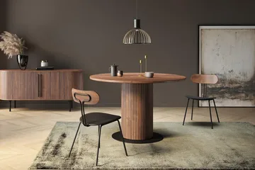 Noira Runt Litet Matbord Valnöt 120 cm - Brun / Ribbad - Products - Möbler - Bord & matgrupp - Matbord & köksbord