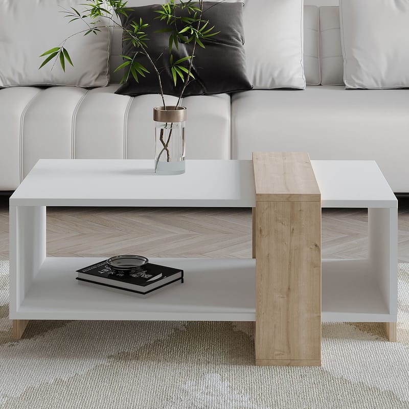 Norell Soffbord 90x40x49 cm - Vit och Sapphire Oak - Products - Möbler - Bord & matgrupp - Soffbord