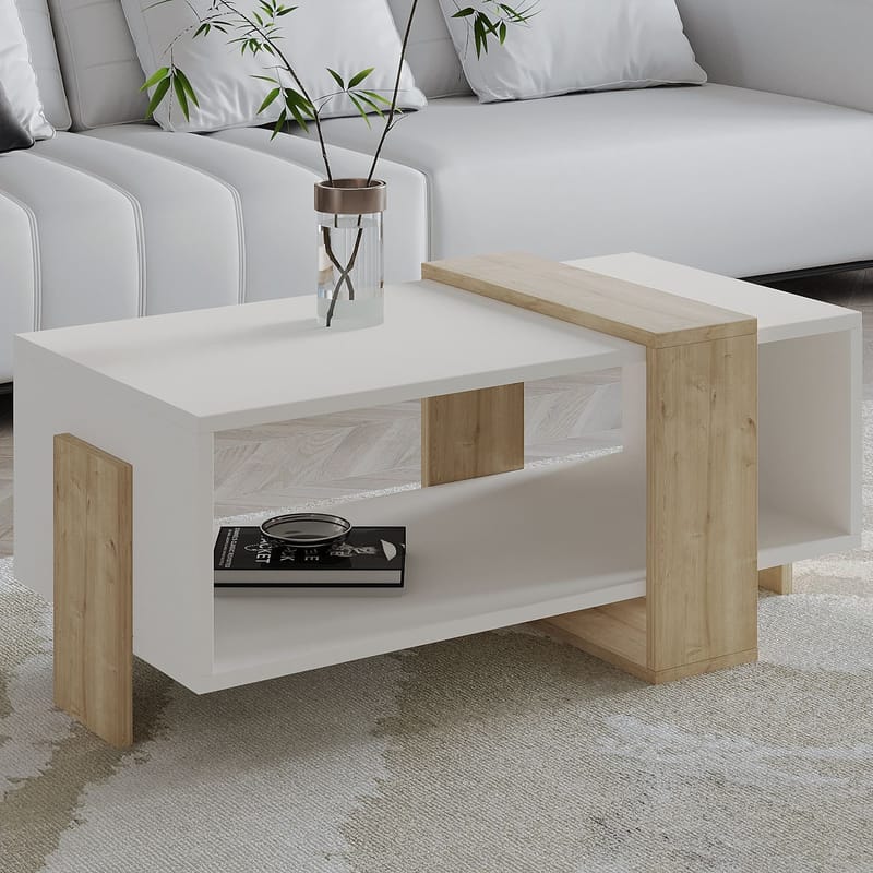 Norell Soffbord 90x40x49 cm - Vit och Sapphire Oak - Products - Möbler - Bord & matgrupp - Soffbord