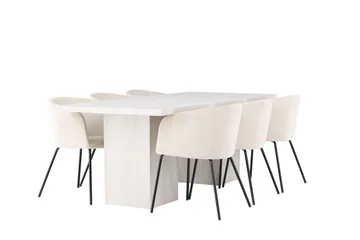 Olga Matgrupp 200 cm Rektangulär med 6 Berit Stolar - Beige - Products - Möbler - Bord & matgrupp - Matgrupp