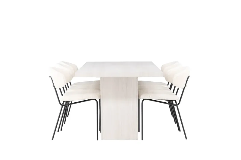 Olga Matgrupp 200 cm Rektangulär med 6 Chico Stolar - Vit - Products - Möbler - Bord & matgrupp - Matgrupp