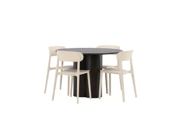 Olivia Matgrupp 110 cm Rund med 4 Åstol stolar - Beige - Products - Möbler - Bord & matgrupp - Matgrupp
