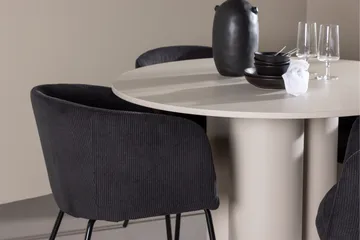 Olivia Matgrupp 110 cm Rund med 4 Berit stolar - Beige/Svart - Products - Möbler - Bord & matgrupp - Matgrupp