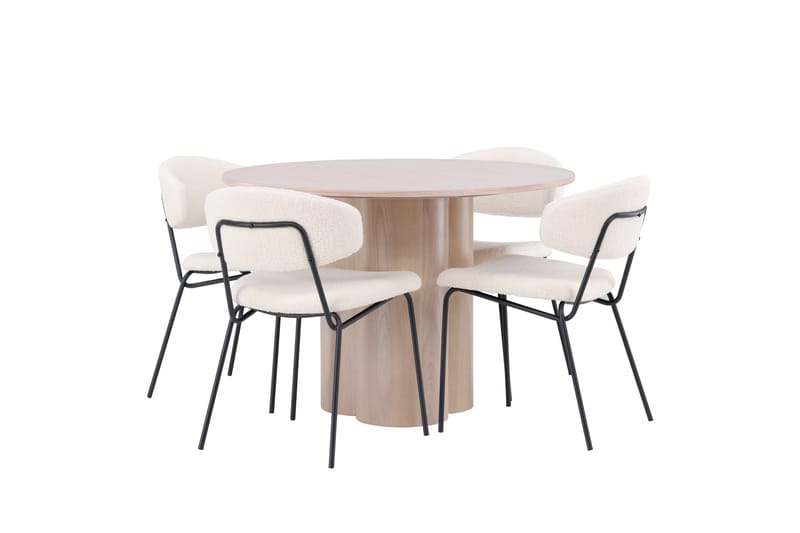 Olivia Matgrupp 110 cm Rund med 4 Chico Stolar - Whitewash - Products - Möbler - Bord & matgrupp - Matgrupp