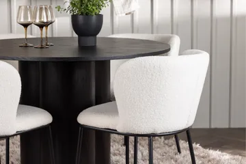 Olivia Matgrupp 110 cm Rund med 4 Edina Stolar - Svart - Products - Möbler - Bord & matgrupp - Matgrupp