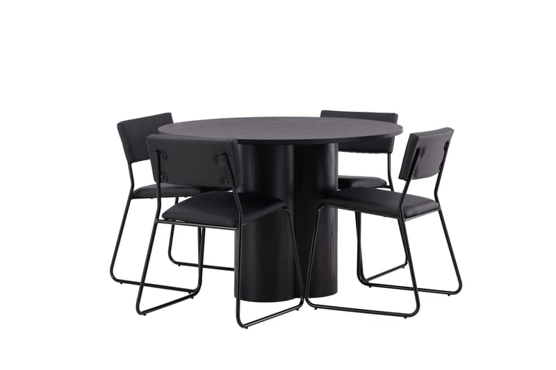 Olivia Matgrupp 110 cm Rund med 4 Kenth Stolar - Svart - Products - Möbler - Bord & matgrupp - Matgrupp