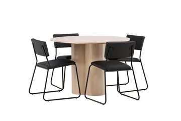Olivia Matgrupp 110 cm Rund med 4 Kenth Stolar - Svart - Products - Möbler - Bord & matgrupp - Matgrupp