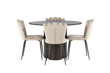 Olivia Matgrupp 110 cm Rund med 4 Limhamn stolar - Beige - Products - Möbler - Bord & matgrupp - Matgrupp