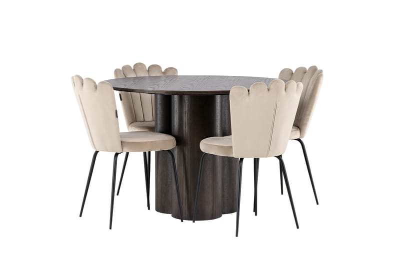 Olivia Matgrupp 110 cm Rund med 4 Limhamn stolar - Beige - Products - Möbler - Bord & matgrupp - Matgrupp