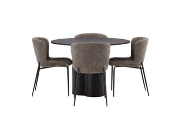 Olivia Matgrupp 110 cm Rund med 4 Modesto Stolar - Beige - Products - Möbler - Bord & matgrupp - Matgrupp