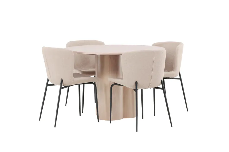 Olivia Matgrupp 110 cm Rund med 4 Modesto stolar - Whitewash - Products - Möbler - Bord & matgrupp - Matgrupp
