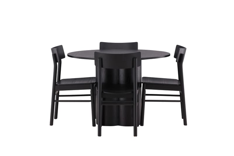 Olivia Matgrupp 110 cm Rund med 4 Montros Stolar - Svart - Products - Möbler - Bord & matgrupp - Matgrupp
