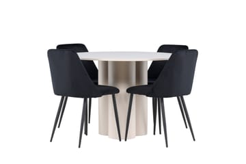 Olivia Matgrupp 110 cm Rund med 4 Night stolar - Beige/Svart - Products - Möbler - Bord & matgrupp - Matgrupp