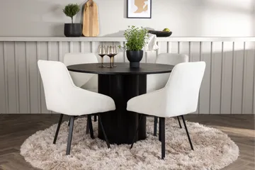 Olivia Matgrupp 110 cm Rund med 4 Rosie Stolar - Svart - Products - Möbler - Bord & matgrupp - Matgrupp