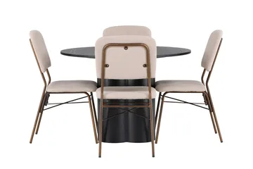 Olivia Matgrupp 110 cm Rund med 4 Seda Stolar - Beige - Products - Möbler - Bord & matgrupp - Matgrupp