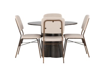 Olivia Matgrupp 110 cm Rund med 4 Seda stolar, Beige