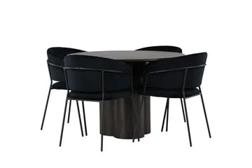 Olivia Matgrupp 110 cm Rund med 4 Selma Stolar - Svart - Products - Möbler - Bord & matgrupp - Matgrupp
