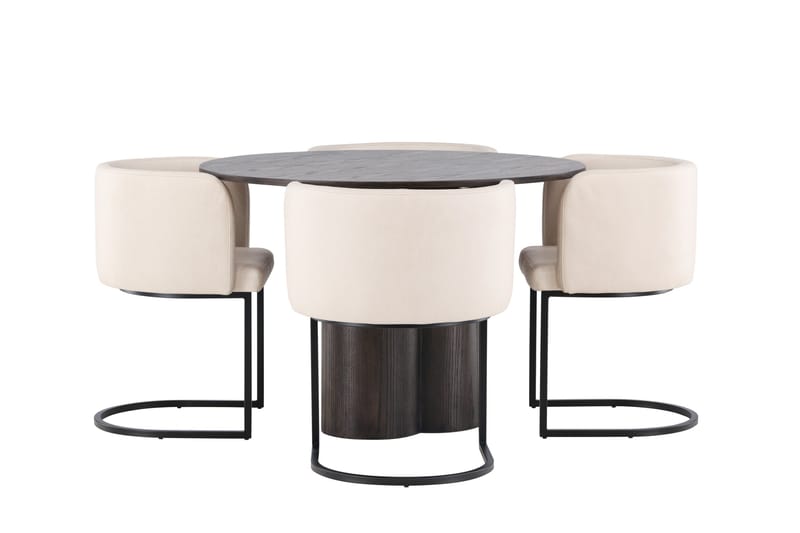 Olivia Matgrupp 110 cm Rund med 4 Simrishamn stolar - Beige - Products - Möbler - Bord & matgrupp - Matgrupp