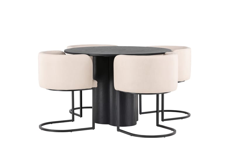 Olivia Matgrupp 110 cm Rund med 4 Simrishman Stolar - Beige - Products - Möbler - Bord & matgrupp - Matgrupp