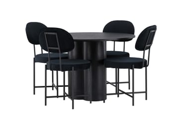 Olivia Matgrupp 110 cm Rund med 4 Stella Stolar - Svart - Products - Möbler - Bord & matgrupp - Matgrupp