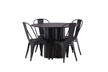 Olivia Matgrupp 110 cm Rund med 4 Tempe Stolar - Svart - Products - Möbler - Bord & matgrupp - Matgrupp