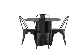 Olivia Matgrupp 110 cm Rund med 4 Tempe Stolar - Svart - Products - Möbler - Bord & matgrupp - Matgrupp
