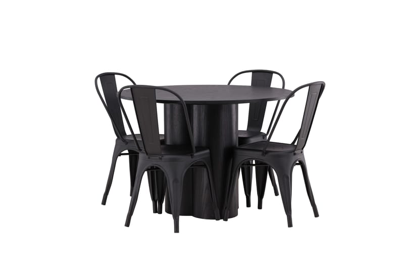 Olivia Matgrupp 110 cm Rund med 4 Tempe Stolar - Svart - Products - Möbler - Bord & matgrupp - Matgrupp