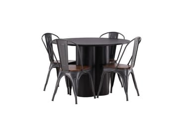 Olivia Matgrupp 110 cm Rund med 4 Tempe Stolar - Svart - Products - Möbler - Bord & matgrupp - Matgrupp