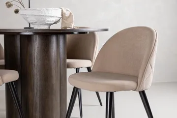Olivia Matgrupp 110 cm Rund med 4 Velvet stolar - Beige - Products - Möbler - Bord & matgrupp - Matgrupp