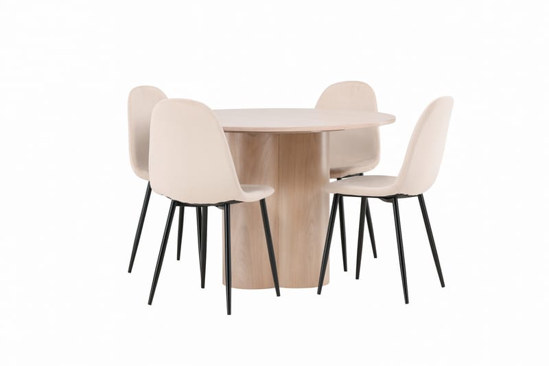Olivia Matgrupp 110 cm Rund med 4 Polar stolar - Whitewash - Products - Möbler - Bord & matgrupp - Matgrupp