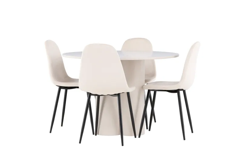 Olivia Matgrupp 110 cm Rund med 4 Polar stolar, Beige/Beige