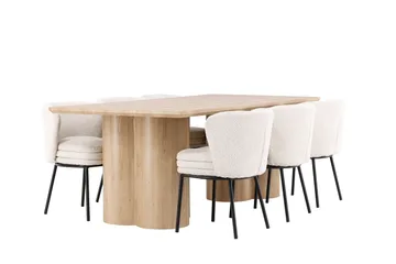 Olivia Matgrupp 210 cm Rektangulär med 6 Agnes stolar - Whitewash/Vit - Products - Möbler - Bord & matgrupp - Matgrupp