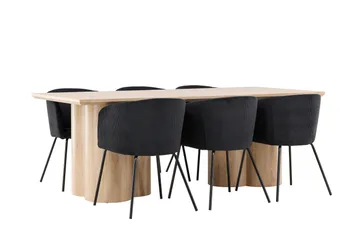 Olivia Matgrupp 210 cm Rektangulär med 6 Berit stolar - Whitewash/Svart - Products - Möbler - Bord & matgrupp - Matgrupp