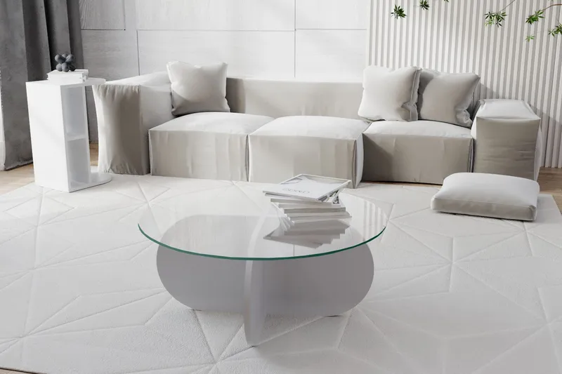 Pakalni Soffbord 75x35x75 cm Runt - Vit - Products - Möbler - Bord & matgrupp - Soffbord