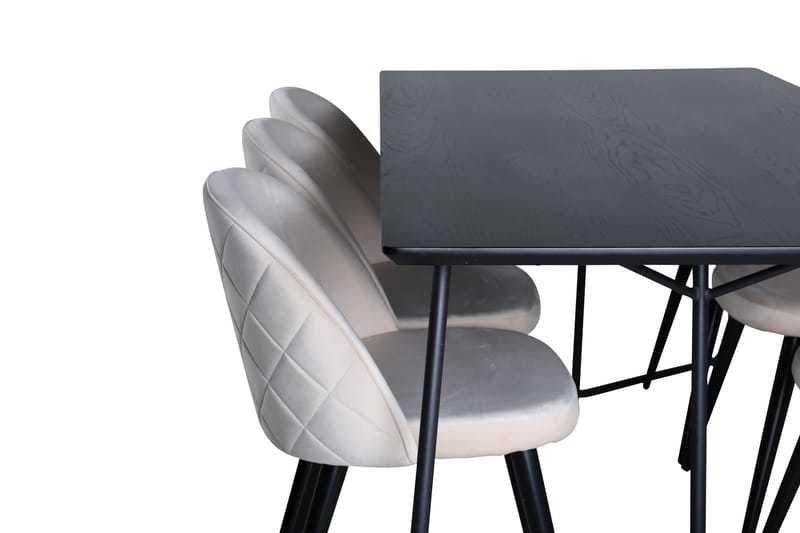 Petra Matgrupp 190 cm Rektangulär med 6 Velvet stolar - Svart - Products - Möbler - Bord & matgrupp - Matgrupp