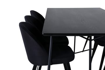 Petra Matgrupp 190 cm Rektangulär med 6 Velvet stolar - Svart - Products - Möbler - Bord & matgrupp - Matgrupp