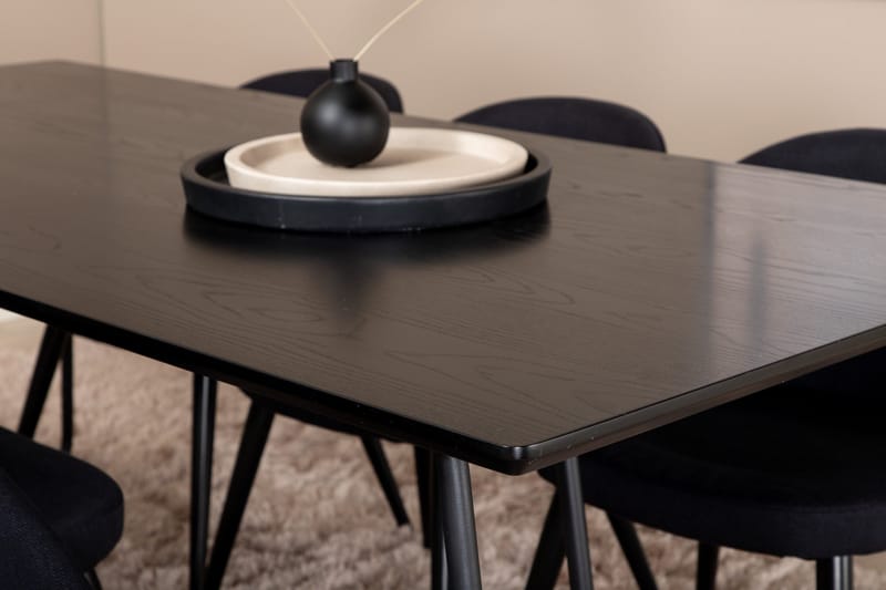 Petra Matgrupp 190 cm Rektangulär med 6 Velvet stolar - Svart - Products - Möbler - Bord & matgrupp - Matgrupp