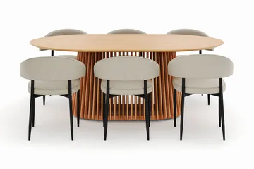 Peyra Matbord 200 cm Oval med 6 Sawako Stolar - Natur - Products - Möbler - Bord & matgrupp - Matgrupp