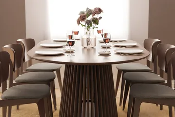 Peyra Ovalt Matbord 200 cm för 6 personer Köksbord Massiv Valnöt - Mörkbrunt / Trä - Products - Möbler - Bord & matgrupp - Matbord & köksbord