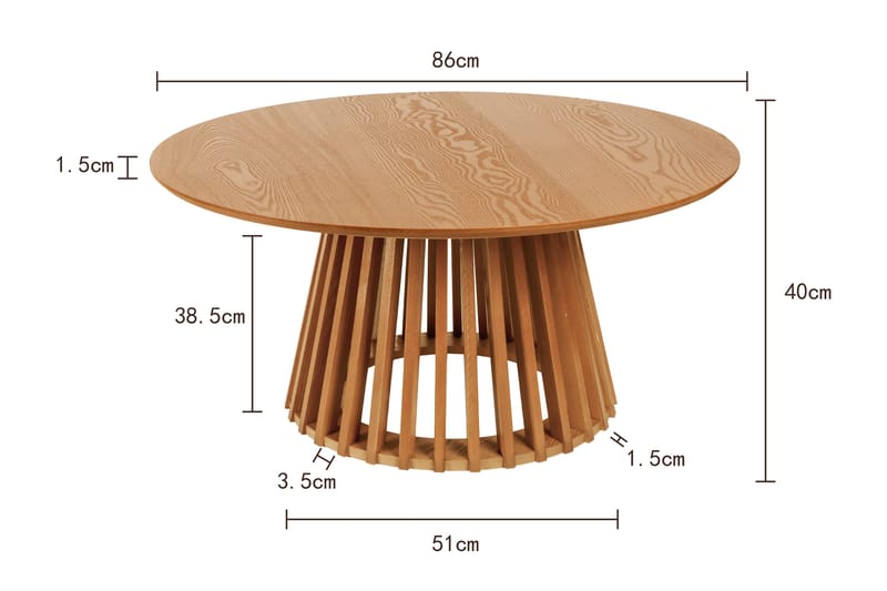 Peyra Soffbord Runt 86 cm Fanér - Ek - Products - Möbler - Bord & matgrupp - Soffbord