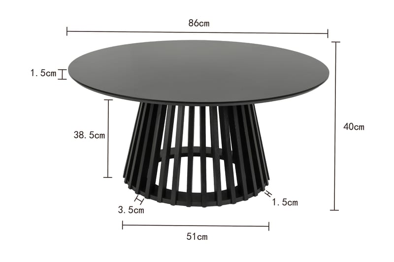 Peyra Soffbord Runt 86 cm Fanér - Svart - Products - Möbler - Bord & matgrupp - Soffbord