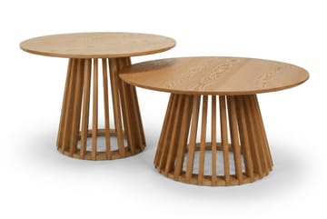 Peyra Soffbord Satsbord Runt 86/60 cm Fanér, Ek