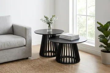 Peyra Soffbord Satsbord Runt 86/60 cm Fanér - Svart - Products - Möbler - Bord & matgrupp - Soffbord